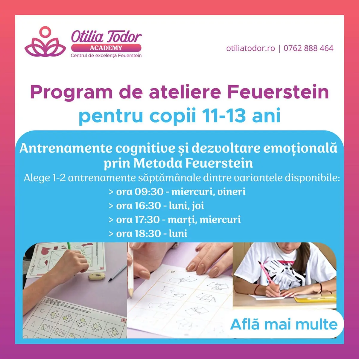 Orar Program Feuestein Otilia Todor Academy copii 11-13 ani