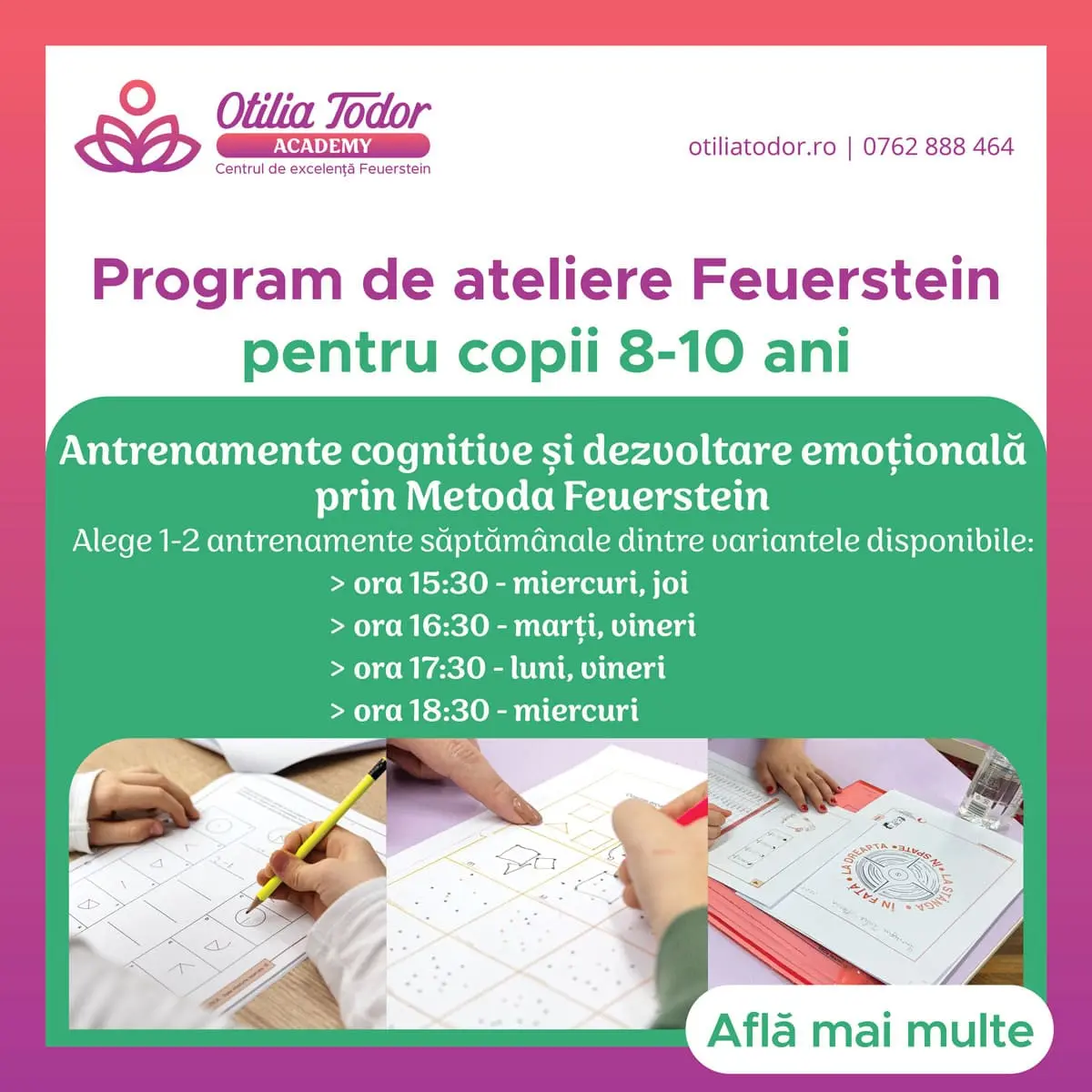 Orar Program Feuestein Otilia Todor Academy copii 8-10 ani